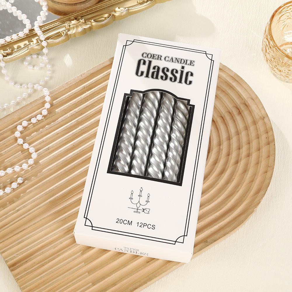 European Electroplated Threaded Long Pole Candle for Home Romantic Wedding Candlelight Dinner Festive Atmosphere Pole Wax