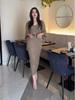 2024 Autumn European & American Women's Solid Color Long Slim Knitted Bodycon Skirt