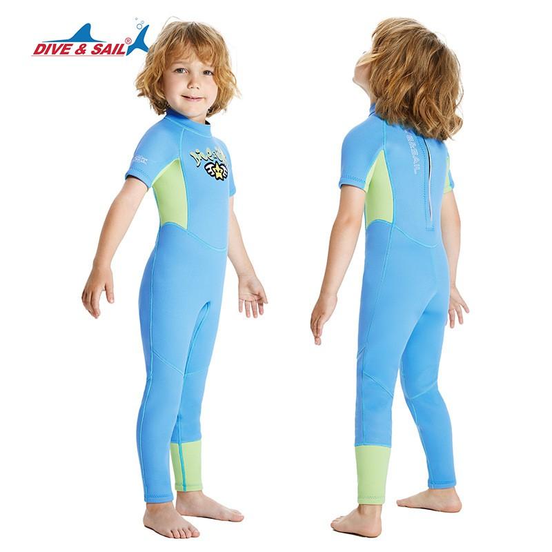 Kids 2.5mm Neoprene Short Sleeve Full Wetsuit Boys Warm Water Surfing Snorkeling Swimming Gear