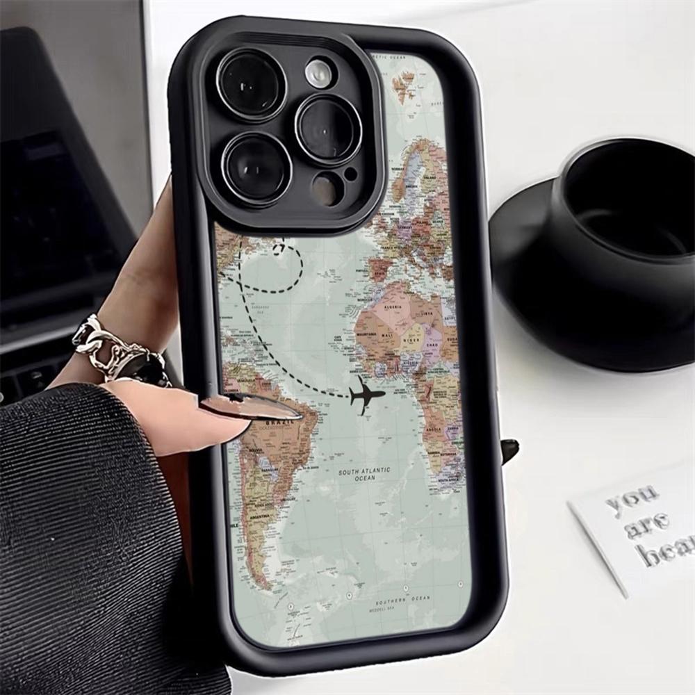 LZ24 Map airplane trajectory art Silicone Phone Case for Infinix Smart9 Hot 40i Tecno Camon20 Moto G22 G30 OnePlus Google Pixel9 Shockproof Back Cover