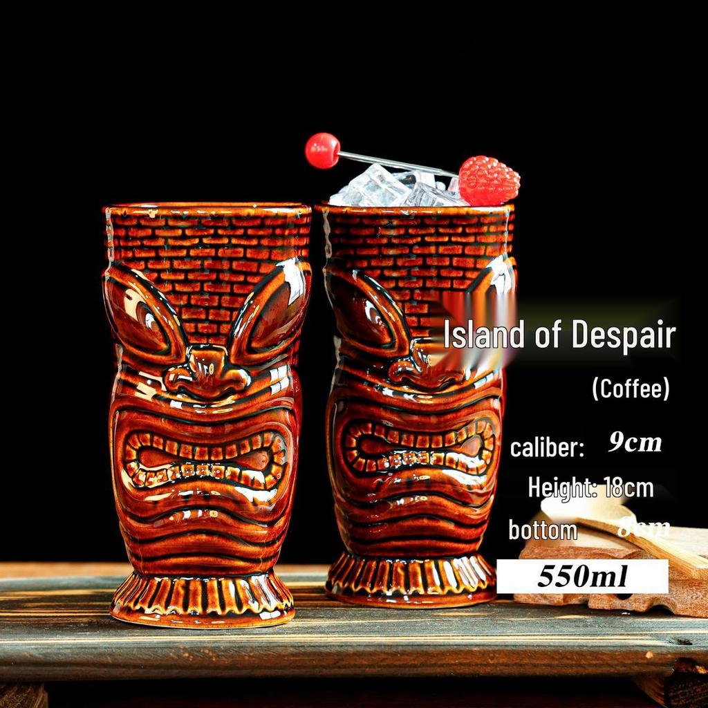Hawaiian Tiki Zombie Skull Ceramic Cocktail Glass
