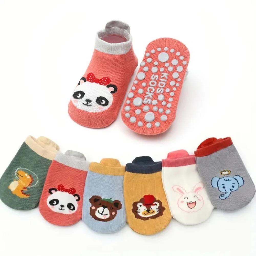 3 Pairs/Set Cartoon Animal Pattern Floor Socks Breathable Kids Step Socks Kids Cotton Socks
