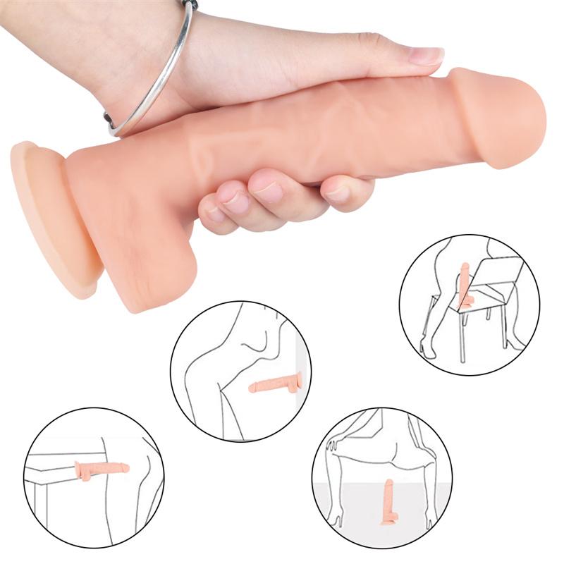 19cm Women's Bedroom Masturbator Liquid Silicone Dildo Real Feeling