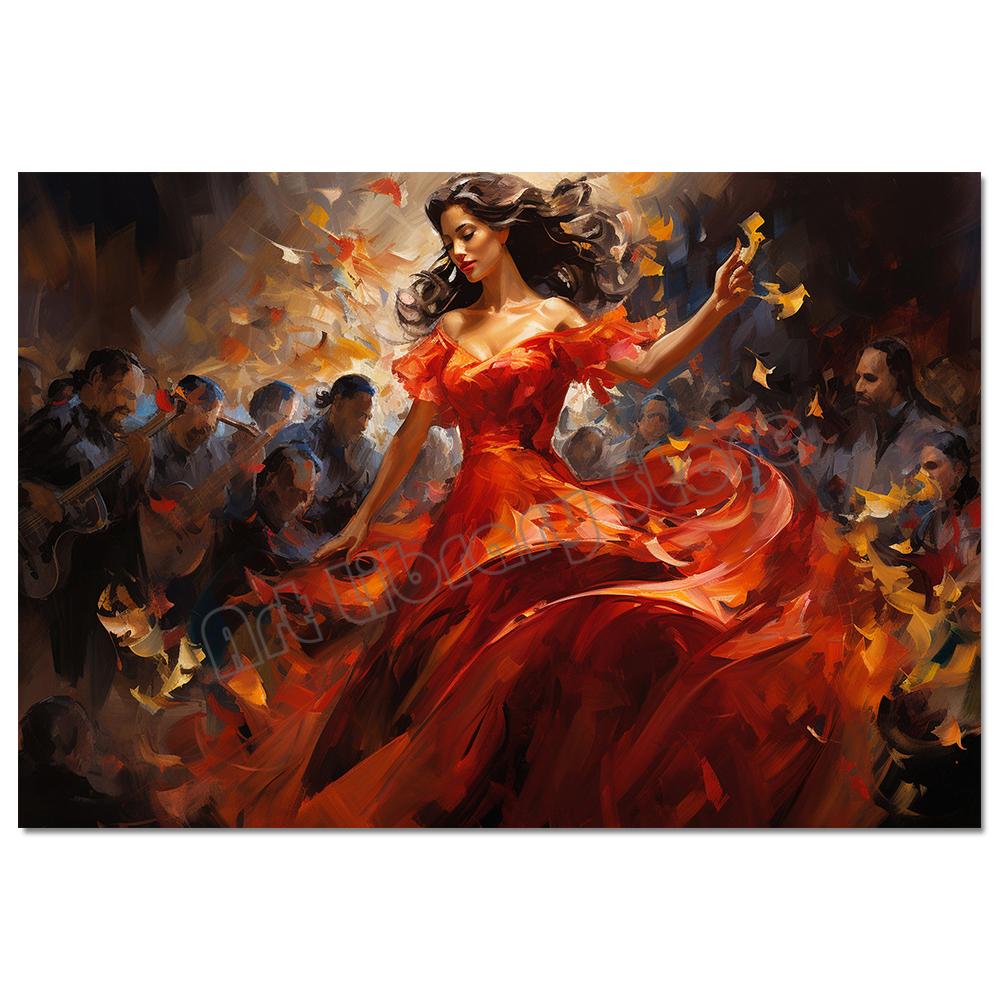

Красочная абстрактная испанская танцовщица фламенко, красивая девушка в красной юбке, плакат, холст, настенное искусство, картины, домашний декор 21cm×30cm NoFrame