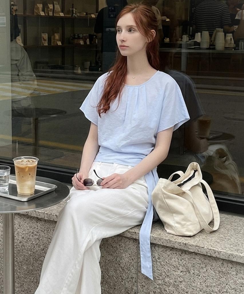 Keulleiseu Slim Waist Shirt Blouse_Yellow