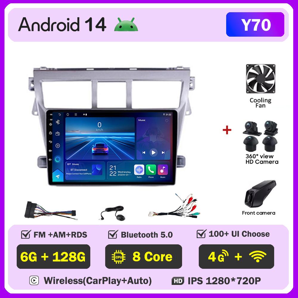 For Toyota Vios Yaris 2007 2008 -2012 Car Radio Player Car Carplay Screen Autoradio Mirror Link Car Intelligent Systems 8 Core