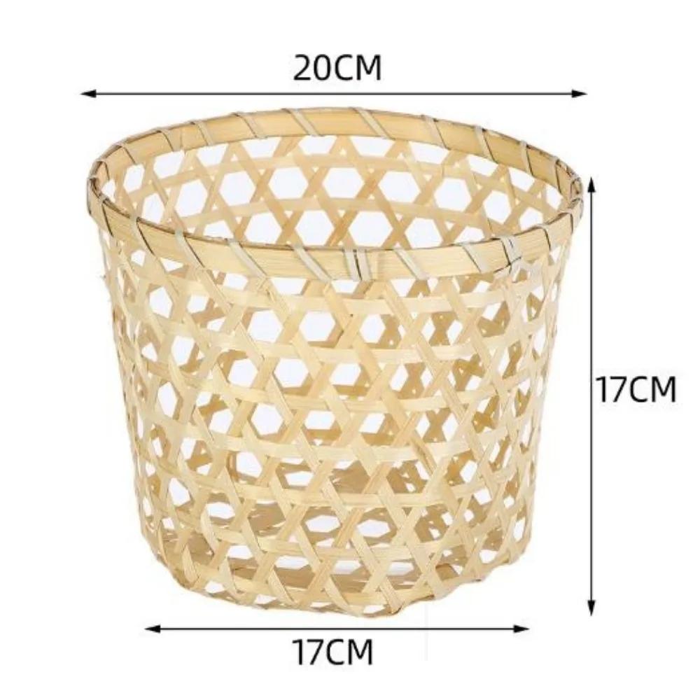 DIY Handmade Weaving Bamboo Basket Round 4 Styles Drain Water Sieve Raft Dustpan Rice Fruit Bread Basket Daily Use Storage