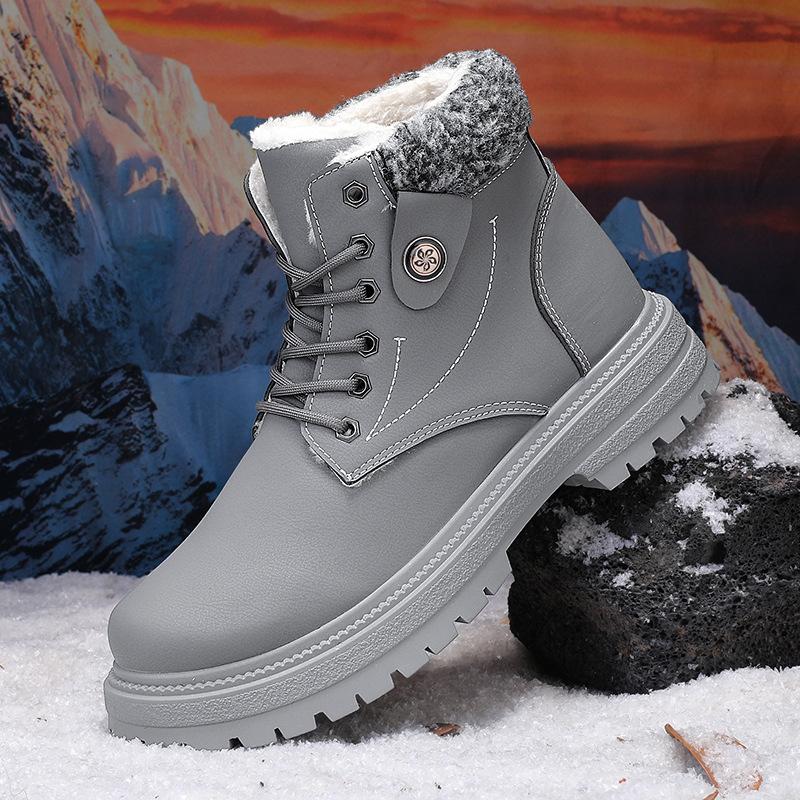 2024 Winter New Snow Boots Men's Velvet British Thermal Tooling Shoes Thick-soled High-top Waterproof Northeast Cotton Shoes