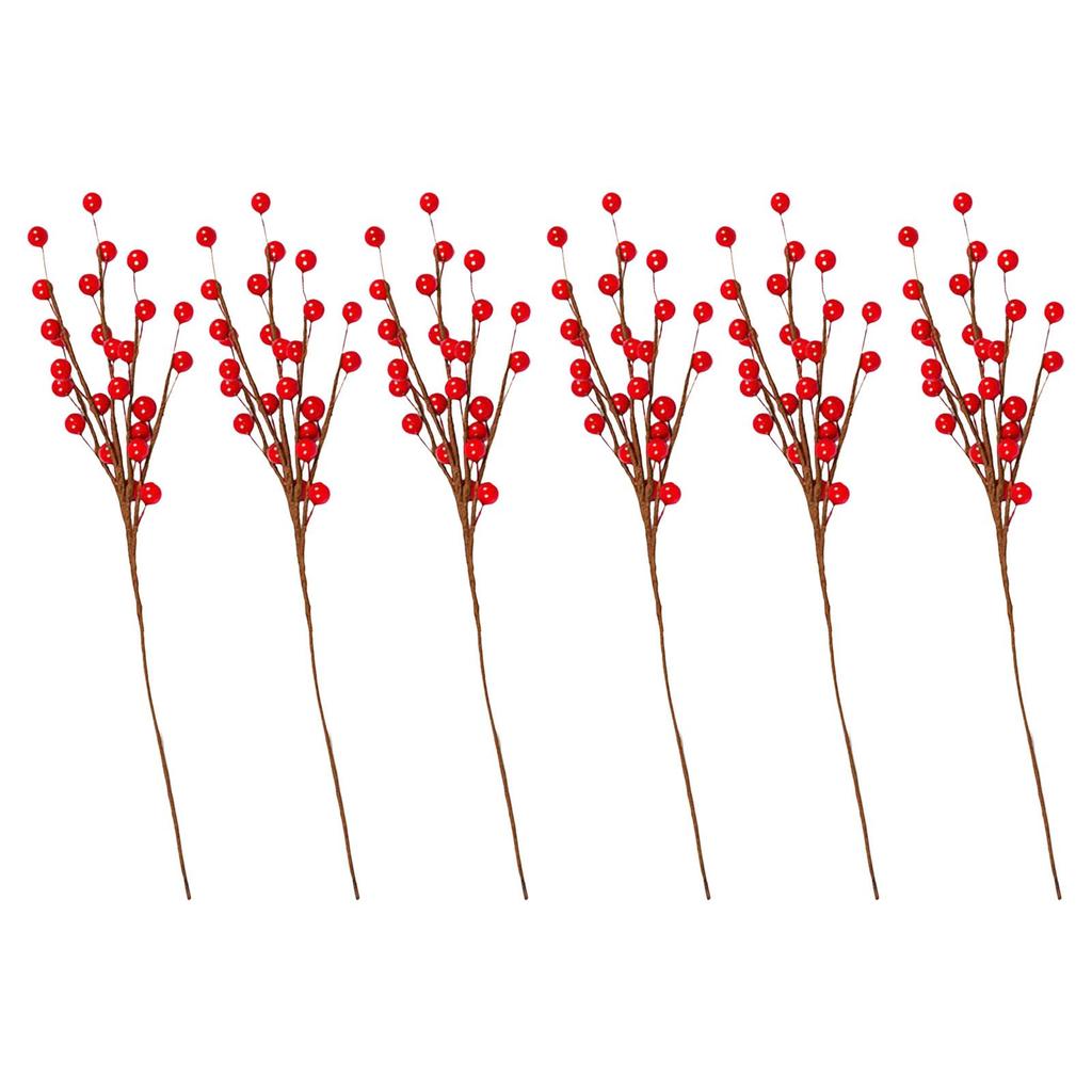6Pcs Berry Twig Stems Durable Vase Berry Branches for Office Home Christmas