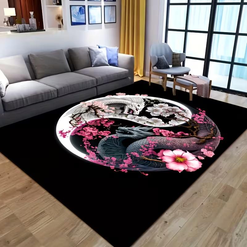

Yin Yang Cherry Blossom Pattern Is Suitable for Entrances Living Rooms Bedrooms Courtyards Gardens Living Rooms Decor Carpets 40x60cm