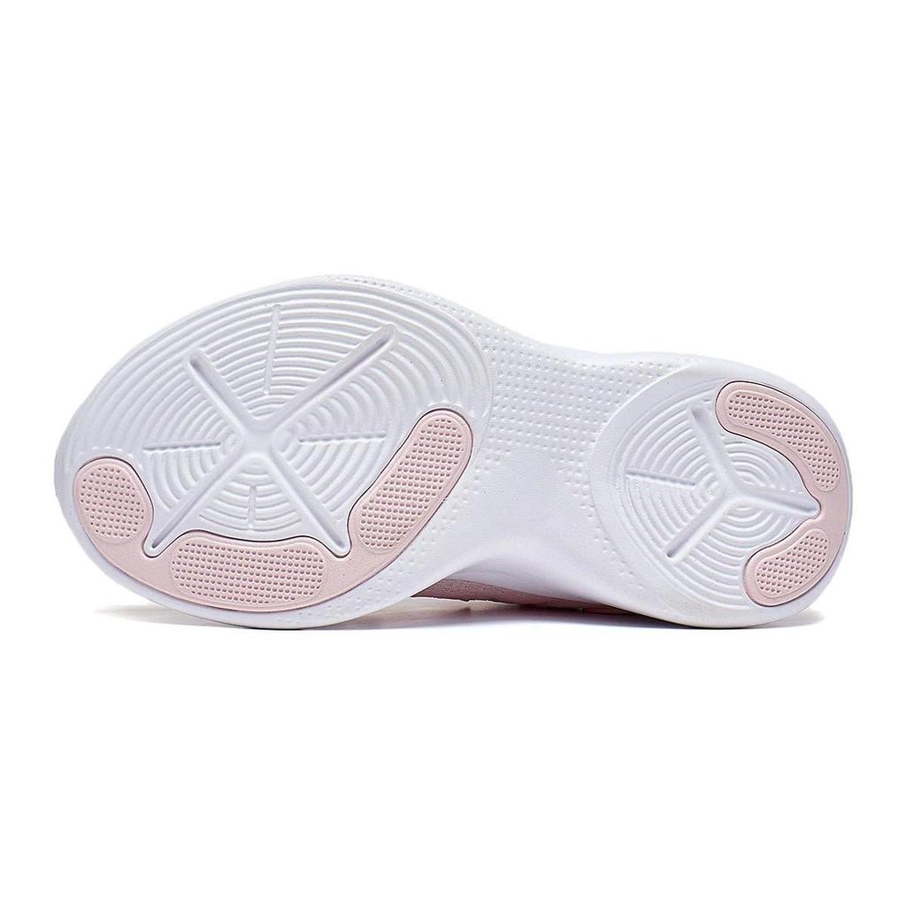 Li Ning Kids Round Toe Hook And Loop Wear-Resistant Shock Absorbing Low-Top Running Shoes Kids sneaker Pink White YKNT090-6