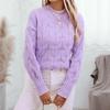 Autumn Winter Vintage Stand Collar Loose Knitwear Pullover Long Sleeve Solid Color Sweater Top
