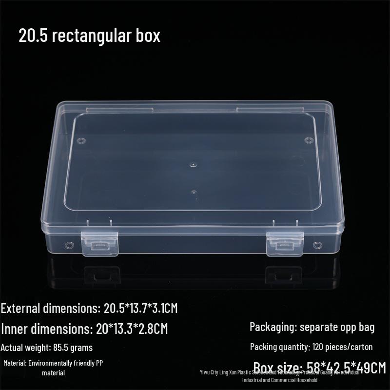 Rectangular Transparent PP Plastic Storage Box for Stationery, Cards, Hardware, Jewelry, and Fishing Gear