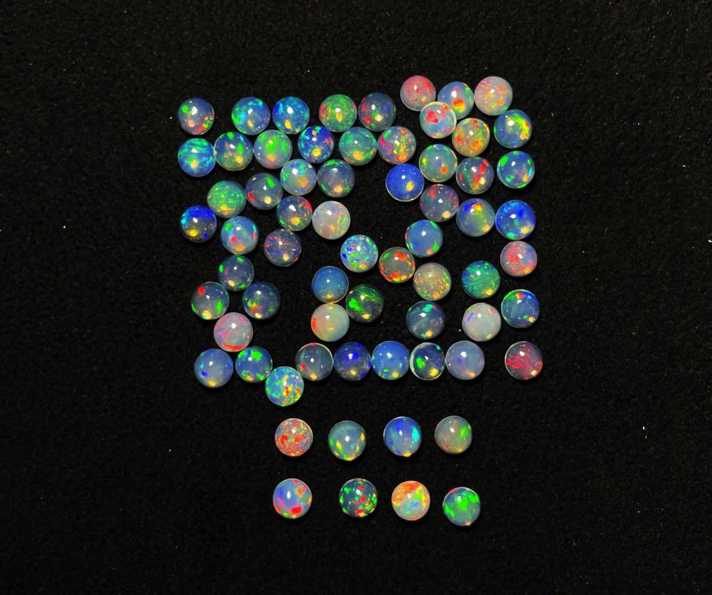 Natural Excellent Quality Ethiopian Opal Round Cabochon Loose Gemstone Lot 25 Pcs 4 MM Opal Cabochon Gemstone For Jewelry Making