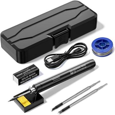 USB Genopladelig Bærbar Loddekolbe, 3 Hastigheds Justerbar Temperatur USB Elektrisk Jern Mini Loddekolbe Sæt Grå