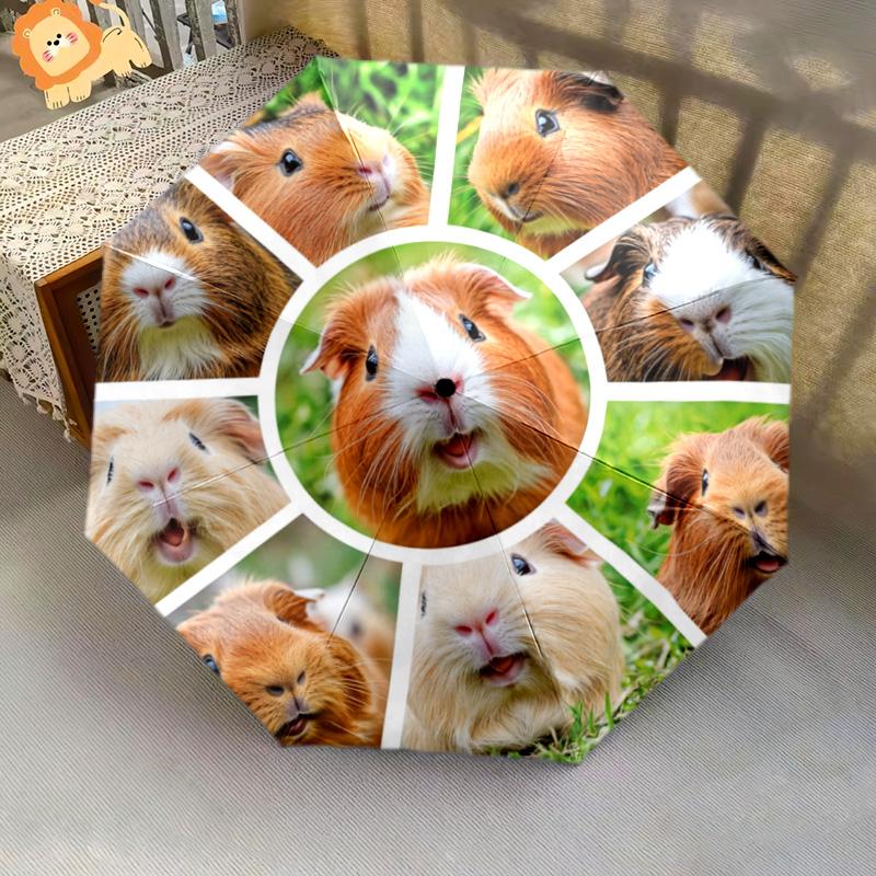1 Stück Automatischer Faltregenschirm - Meerschweinchen-Muster, Tragbares & Faltbares Design mit 8 Speichen, Weihnachts-Geburtstagsgeschenke