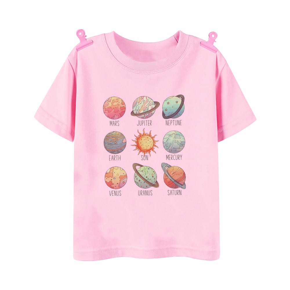 Planet Print Children's Shirt Planet Lover Preschool and Youth Shirt Space Lover Children's T-shirt Scientific Clothing Children's School Shirt