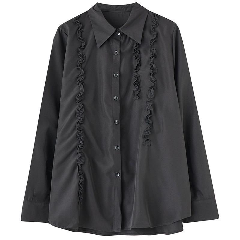 Dimanaf 2025 Nadměrná velikost Nová jarní halenka košile Dámská s dlouhým rukávem Základní módní topy Trička Volná bílá jednobarevná trička