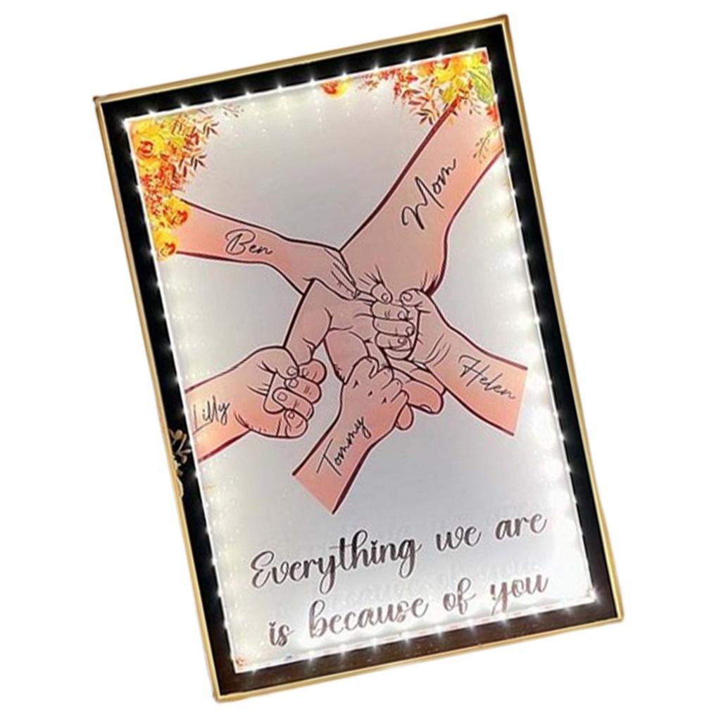 Acrylic Light Up Picture Frame Mother Day Holding Hands Frame Light Unique Design for Women Grandma Birthday Christmas Gift