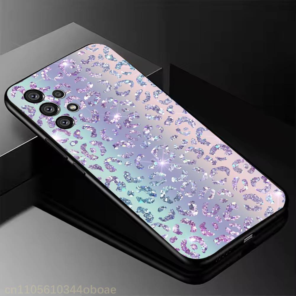 Fashion Leopard Print Phone Case For Samsung Galaxy A13,21s,22,31,32,52,53,71,80,A91 Soft Black Shell