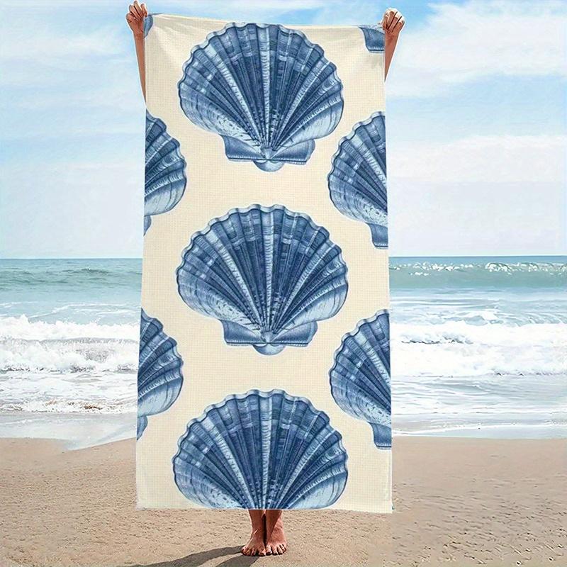 Ocean Shell Microfiber Beach Towel 2D Flat Printed Waterproof Sandproof Travel Bath Towel For Seaside Holiday Sunbath
