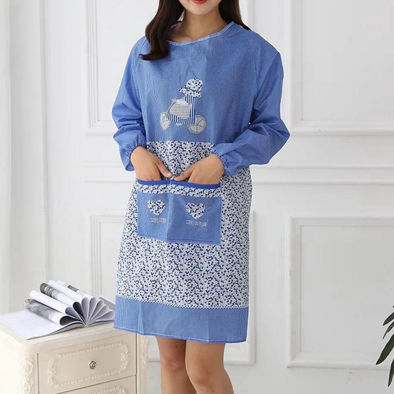 Fashion Kitchen Apron For Woman Cooking Baking Bibs Winter Cleaning  apron Long sleeves Aprons Bibs Kitchen accessories Tools