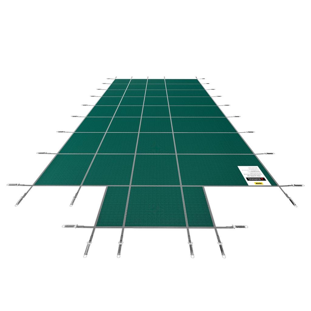 Pool Safety Cover Fits 18x36ft Rectangle Inground Pools, Safety Pool Cover with 4x10ft Center End Step, Mesh Solid Pool Cover with Drainage Holes for