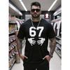 Übergroßes T-Shirt Herren Grafik T-Shirt - Design mit der Zahl 67 und Daumen hoch, Street Style Lässiges Kurzarm T-Shirt mit Rundhalsausschnitt, Bequeme Normale Passform