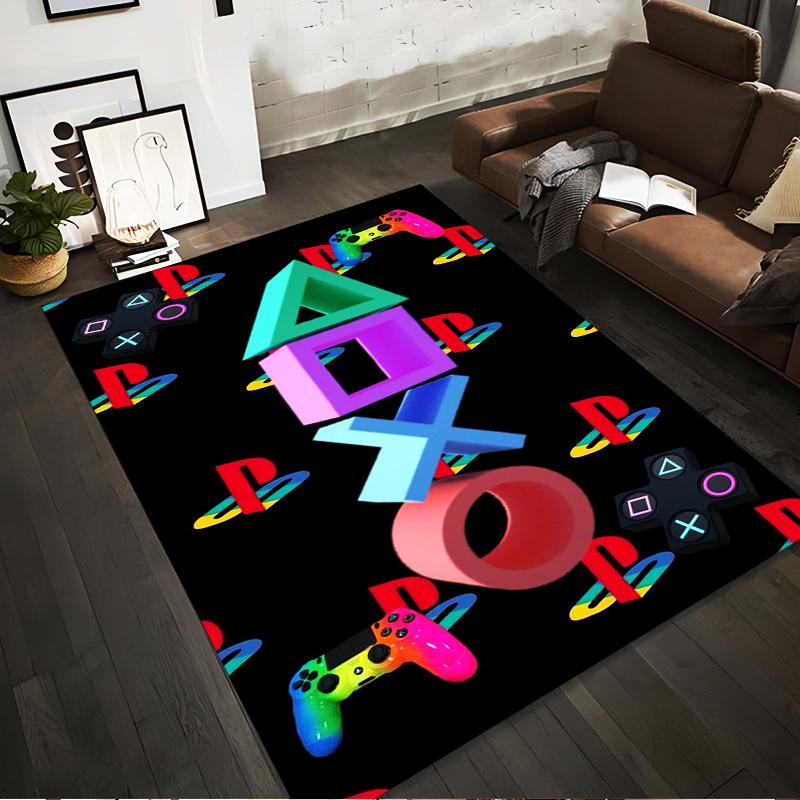 

Gaming Symbols Black Carpet with Playful Controller Design Suitable for use as an anti-slip for living room bedroom sofas 40x60cm( 15x23in )