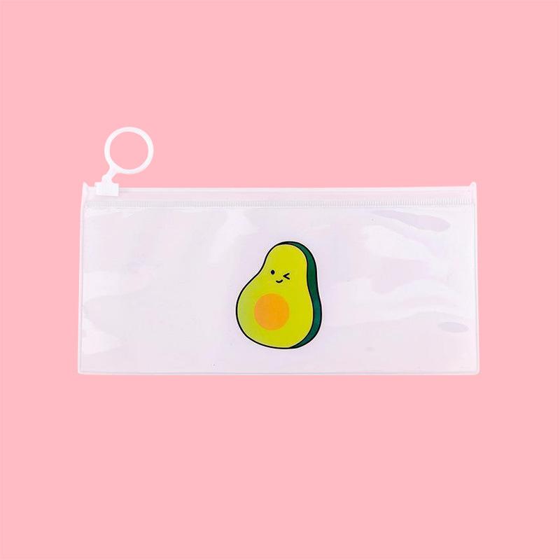 

Сумка-молния с петлей для студента, симпатичная сумка для канцелярских принадлежностей с героями мультфильмов, прозрачная сумка для хранения, информационная сумка Avocado #C185H#20*10cm