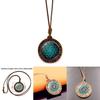 Elegant Glass Pendant Necklace With Geometric Design Vintage Brown Wax Rope Jewelry For Women And Men