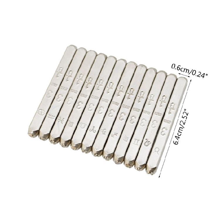 12Pcs Metal Stamping Kit for Leather Seal Carving Craft Constellations Stamping