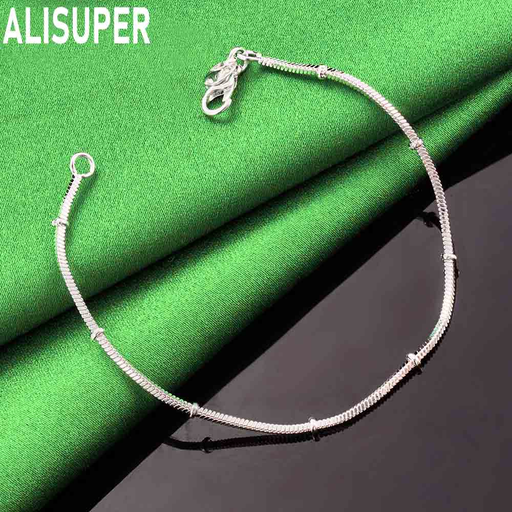 925 Sterling Silver Delicate Snake Bone Bead Bracelet - Charming Gift Jewelry