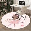 Ballerina With Swans And Flowers round carpet Chair cushion Round Entryway Rug, Soft Round Rugs for Living Room, Bedroom, Circle Carpet decor gifts