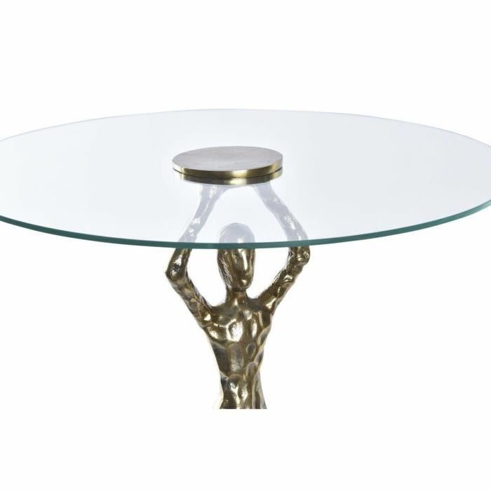 Table d'appoint en verre doré et aluminium - Homme (46 x 46 x 57 cm)