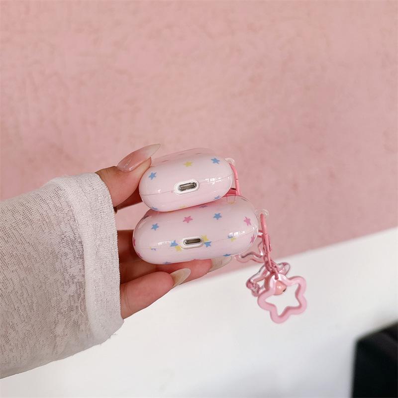 Pink stars for AirPods pro2 apple bluetooth wireless 1/2/3 generation earphone cover cute cartoon woman