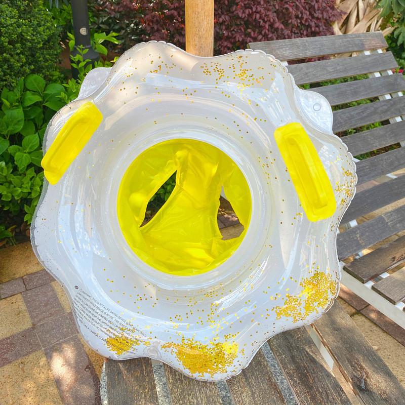 Kids Swim Ring Cartoon Pvc Inflatable Float Sponge Bottom Flower Pool Ring For Children