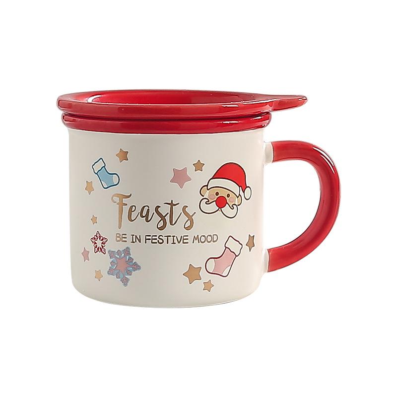 Christmas Ceramic Cup Souvenir Mug Creative Gift Box with Lid Spoon Couple Water Cup Christmas Gift Cup