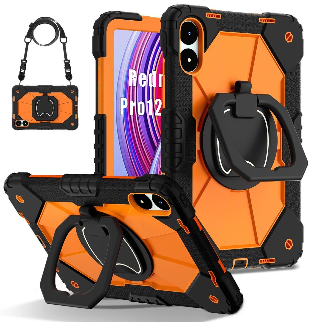 

For Xiaomi Redmi Pad Pro.360° Rotating Grip Heavy Duty Protection Stand TPU+PC 3in1 Anti-knock Shockproof Tablets PC Case Redmi Pad Pro помаранчевий