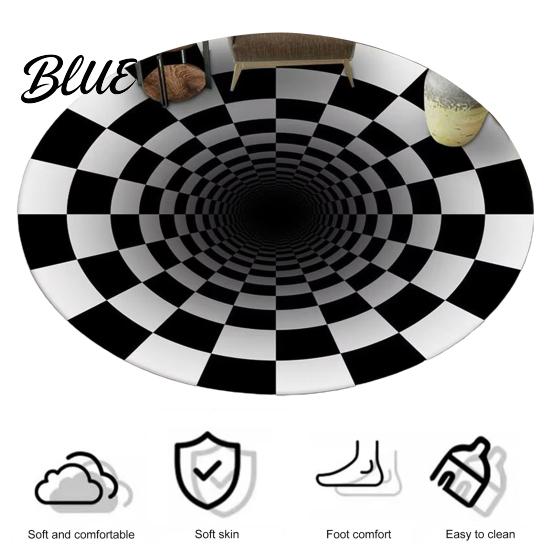 Geometric Anti-Skid Area Vision Bedroom Resistant Washable Carpet Wear Rug Round 3D Stereo Floor Mat