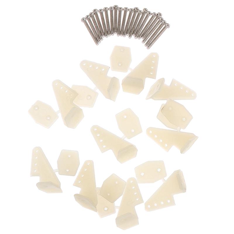 10 Sets Nylon Control Horns 4 Holes W13Xl18Xh25Mm With Screws For Rc Airplane