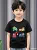 New Boys Tshirt Europeanstyle Childrens Engineering Car Printed Sweatshirt with Short Sleeves Soft Polyester Fabric Summer