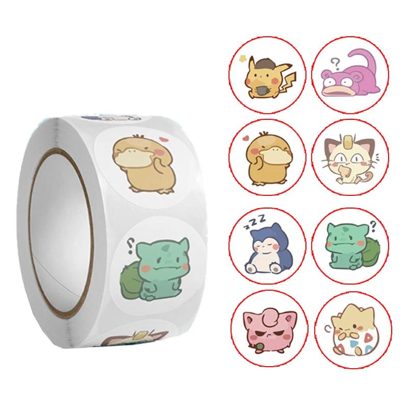 500Pcsroll Cartoon Es Stickers Kawaii Anime Eevee Diy Pvc Laptop Decals Decoration Stiker Children Reward Toy Girl Gift