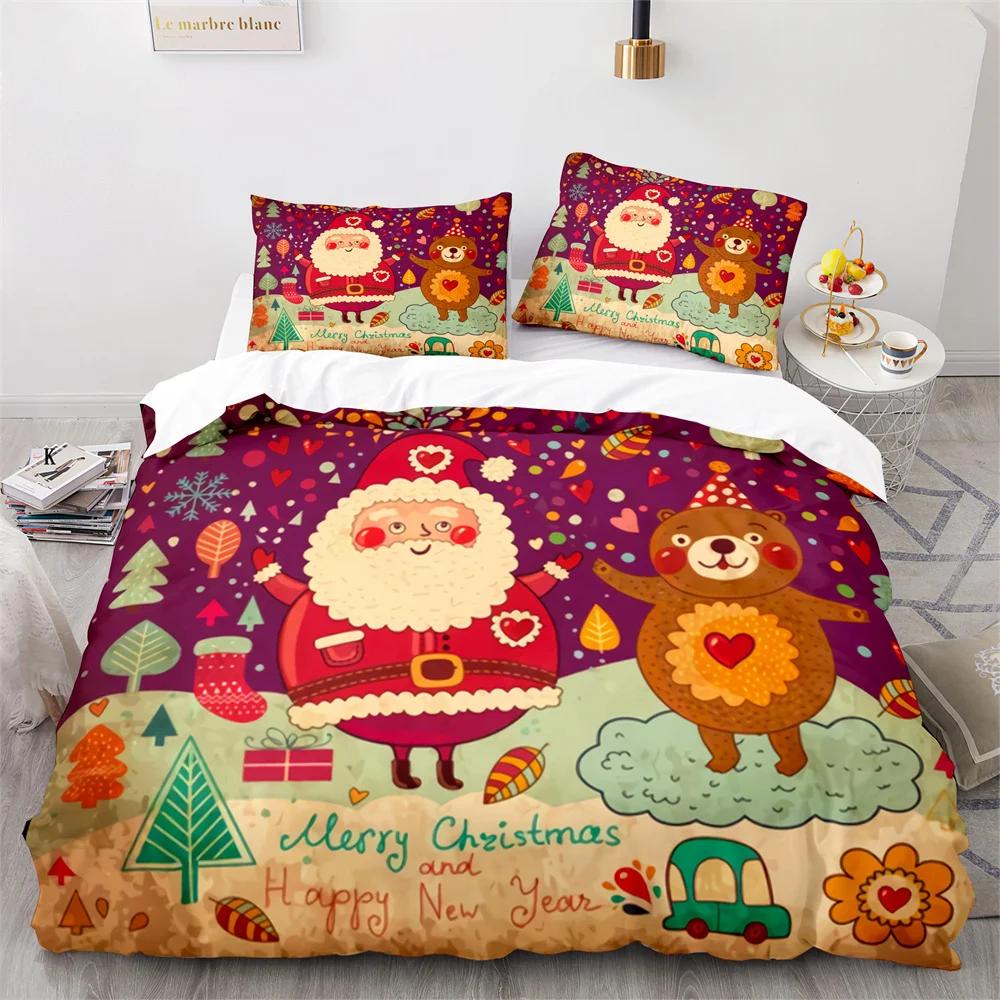 Merry Christmas Duvet Cover Red Santa Claus Theme For Kids Teens Children Women Boys Girls Happy New Year Decoration Quilt Cover