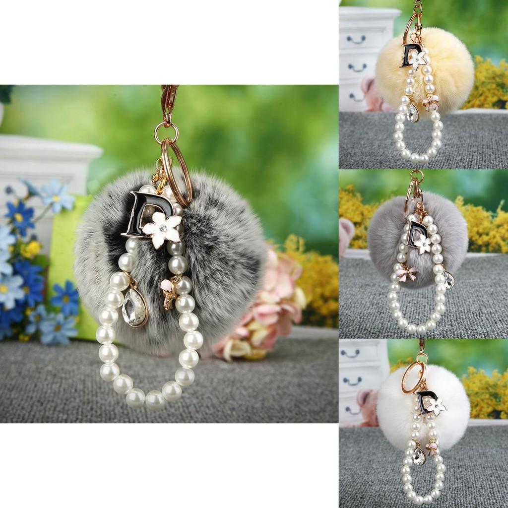 Charming Creative Panda Plush Keychain Keyring For Women With Colorful Pom Pom