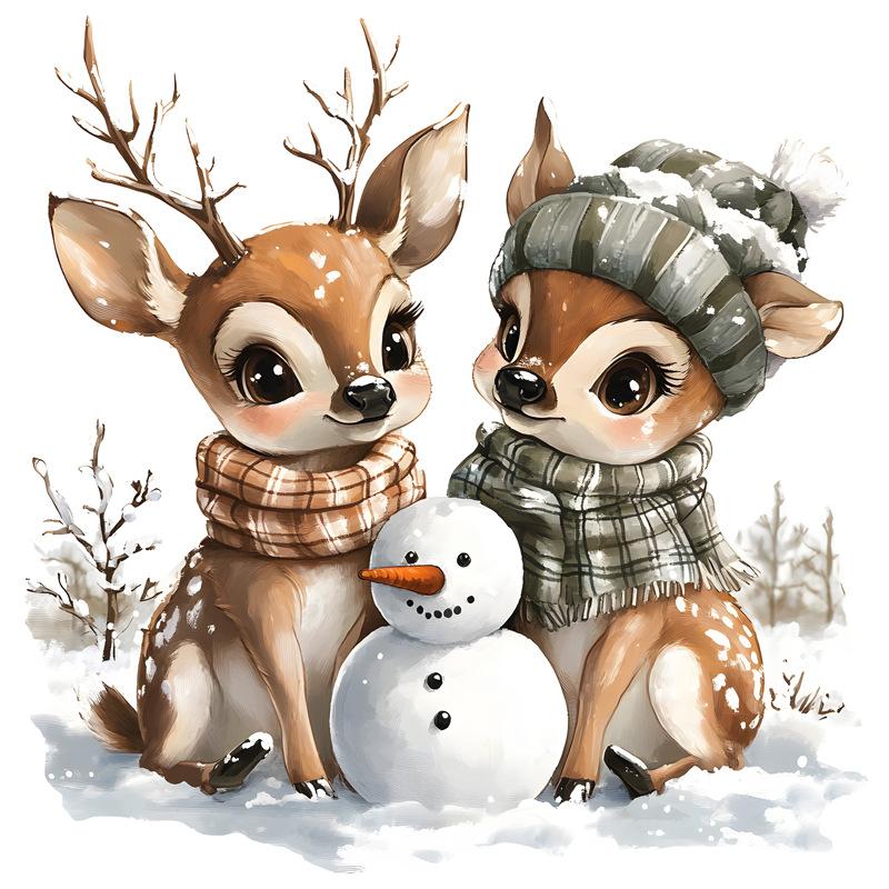 1pc Christmas Cute Reindeer,Snowman Glass Stickers,Suitable for Living Room,Bedroom,Balcony Glass Doors,Windows Home Decorations