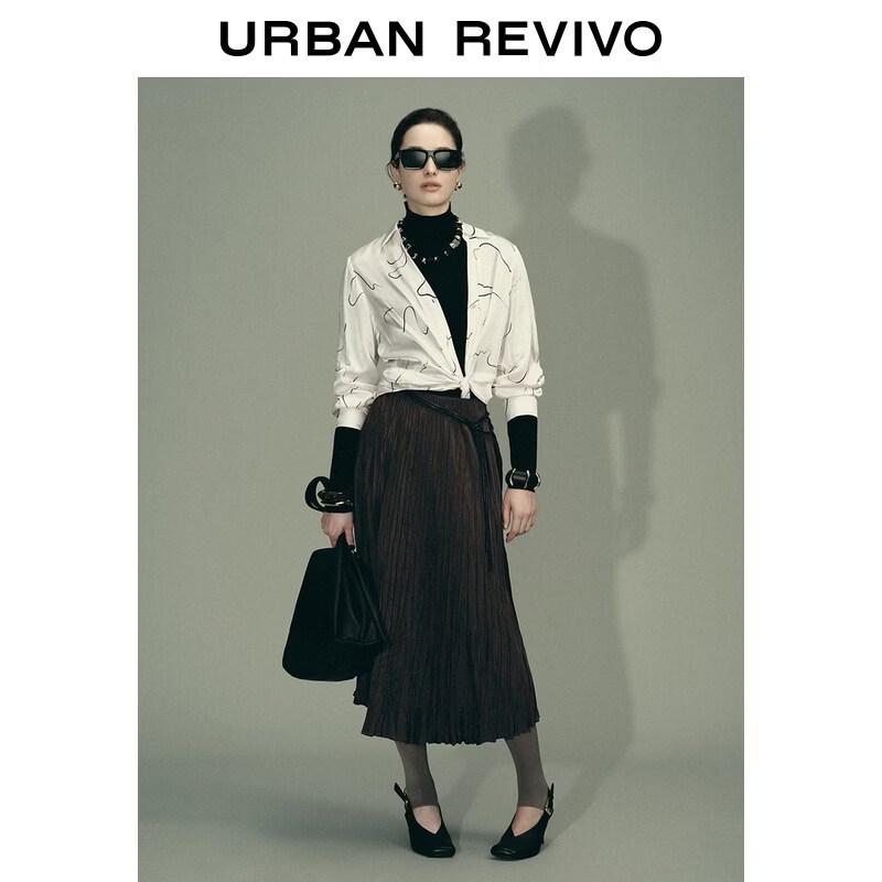 UR Women s Pleated Elastic Waist Skirt M