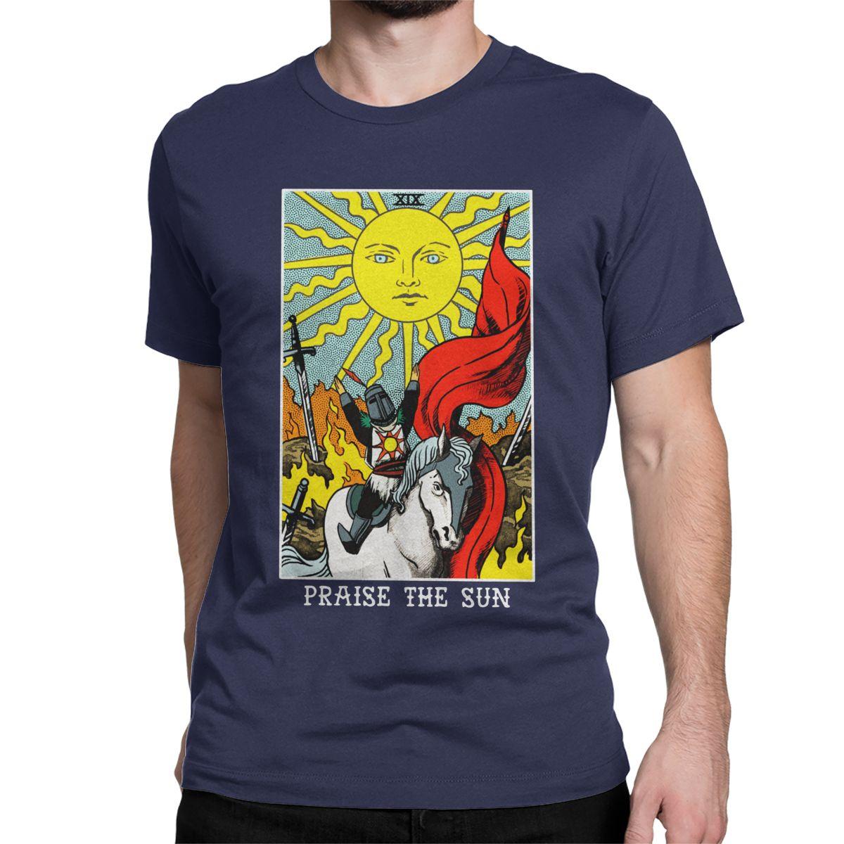 

Praise The Sun Tarot Dark Souls Men s T Shirts Vintage Tees Short Sleeve O Neck T-Shirts Pure Cotton Unique Clothes 4XL