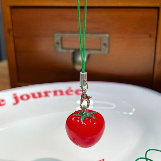 Decorative Pendant with Lanyard 1:1 Realistic Red Tomato Shape Keychain Bag Charm Mobile Phone Hanging