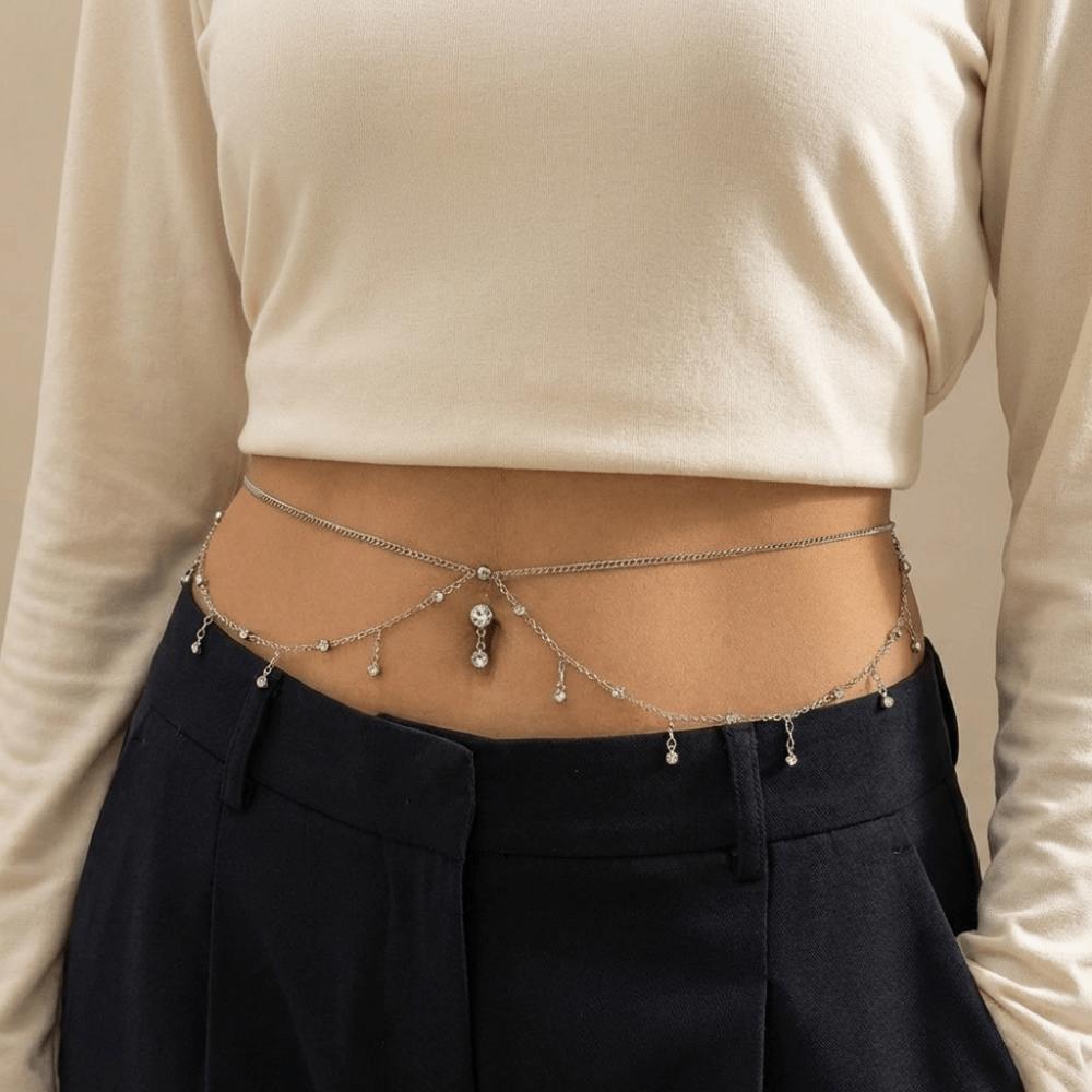 Tassel Navel Nails Body Chain Zircon Bikini Belly Belt Fashion Waist Chain  Party